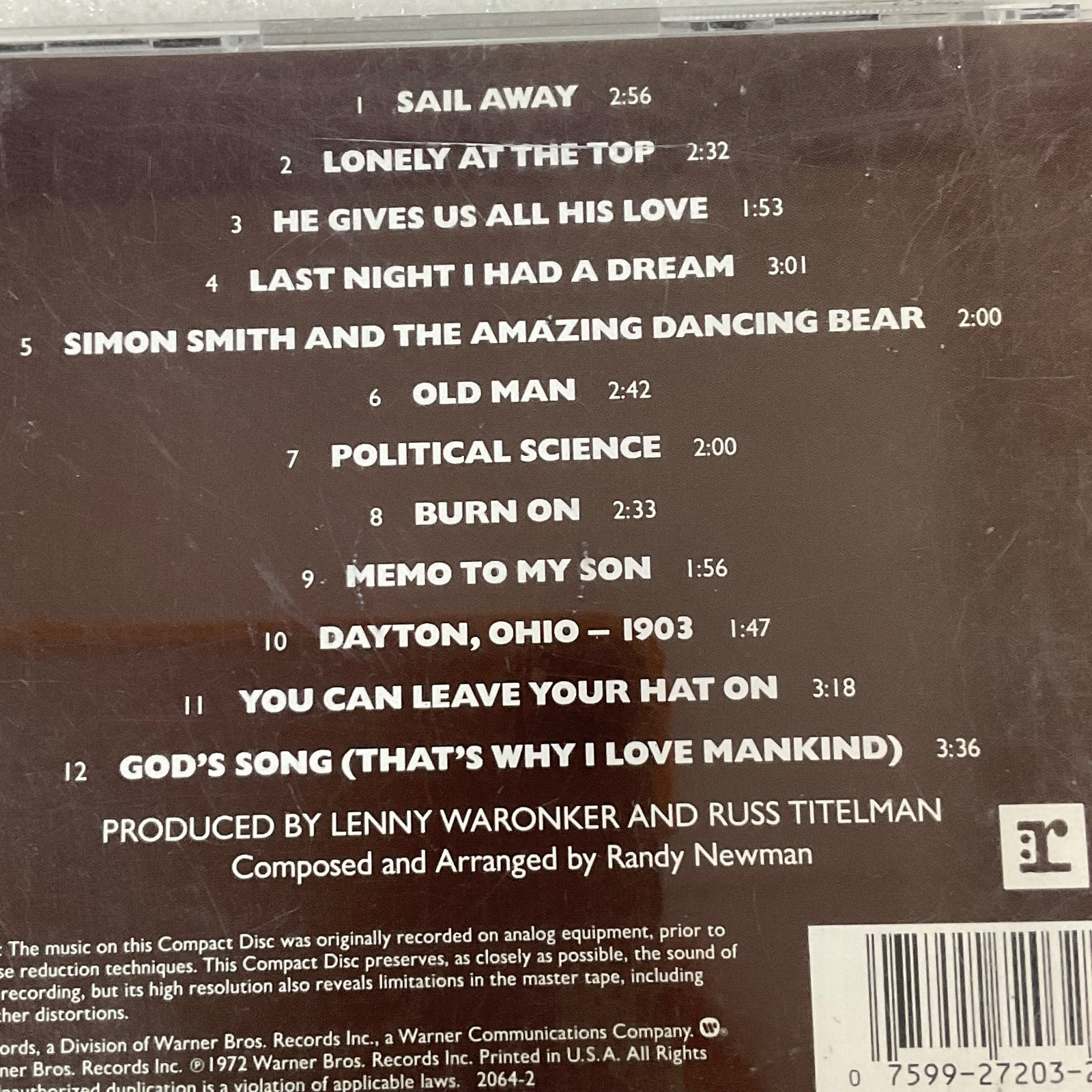 Randy Newman Sail Away CD Reprise 1972 Album with Insert - Image 11