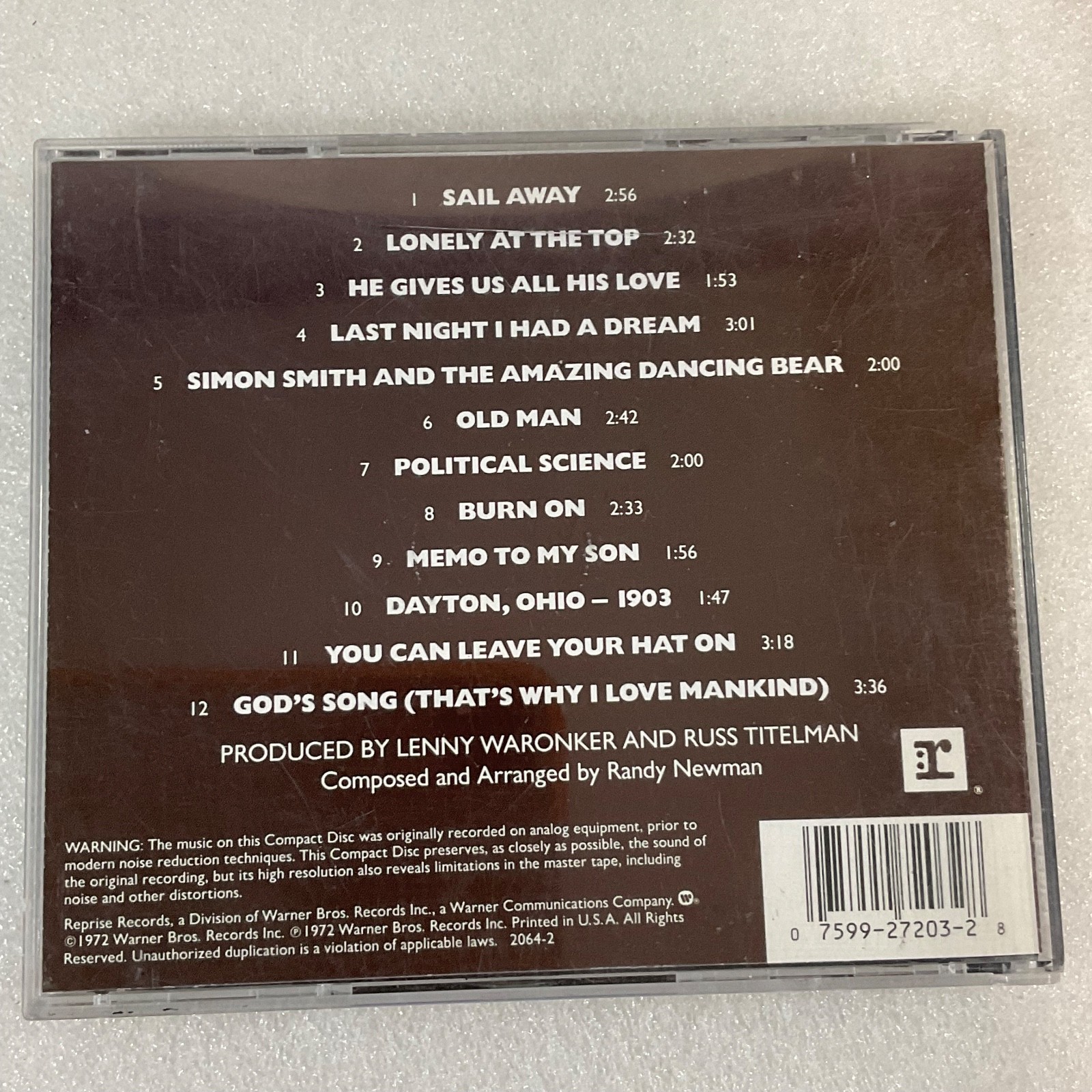 Randy Newman Sail Away CD Reprise 1972 Album with Insert - Image 2