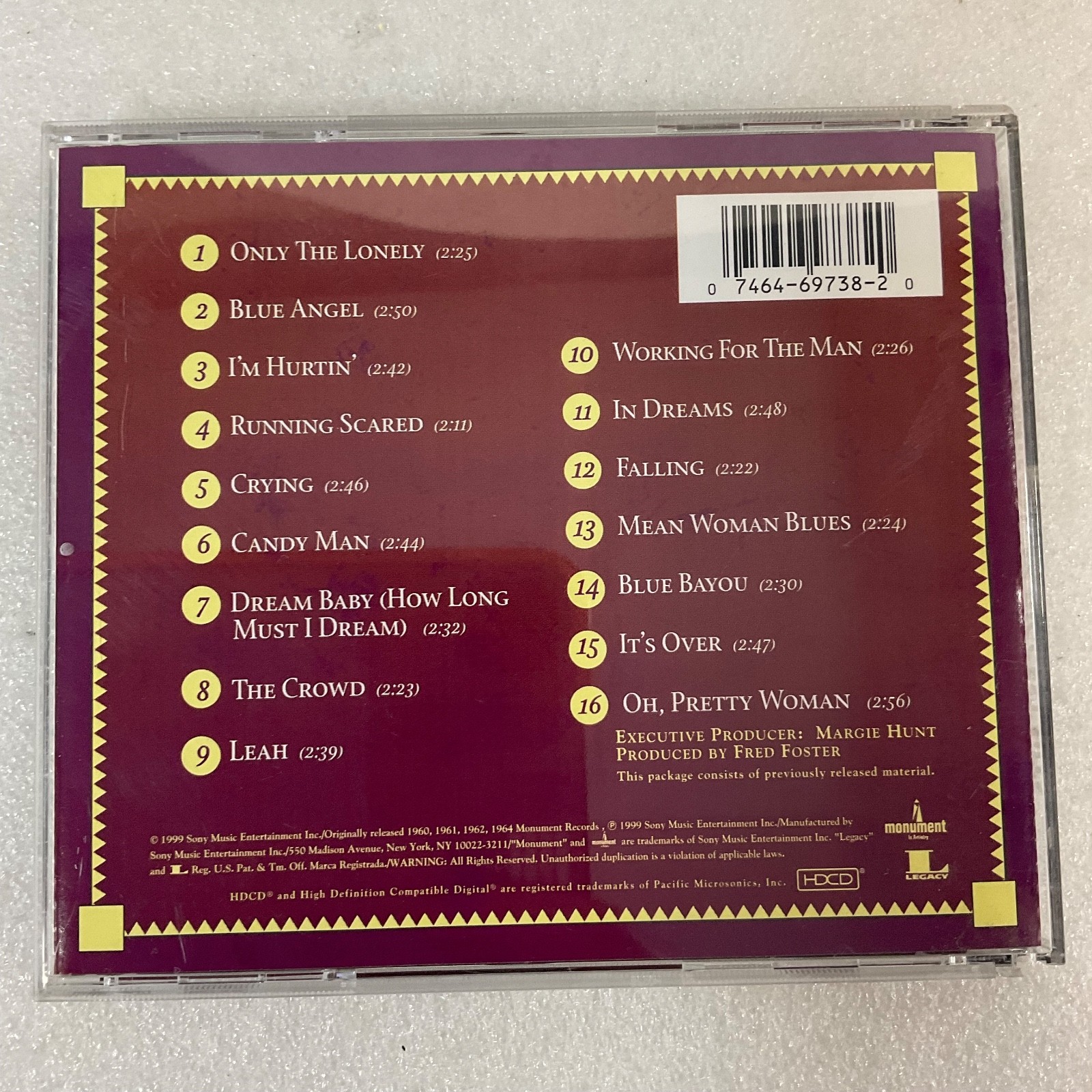 Roy Orbison 16 Biggest Hits CD Monument Legacy Compilation - Image 2
