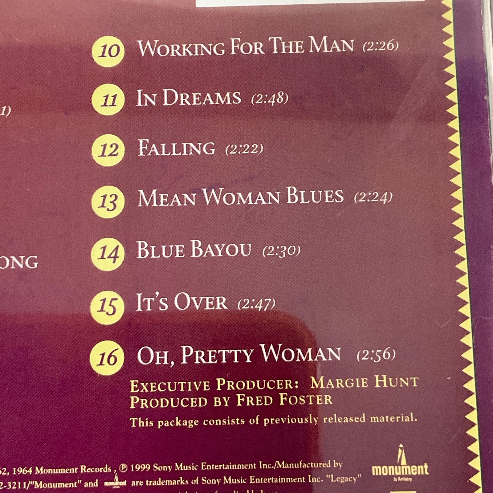 Roy Orbison 16 Biggest Hits CD Monument Legacy Compilation - Image 13