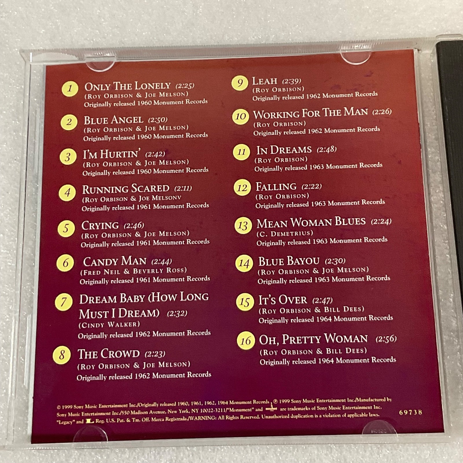Roy Orbison 16 Biggest Hits CD Monument Legacy Compilation - Image 15