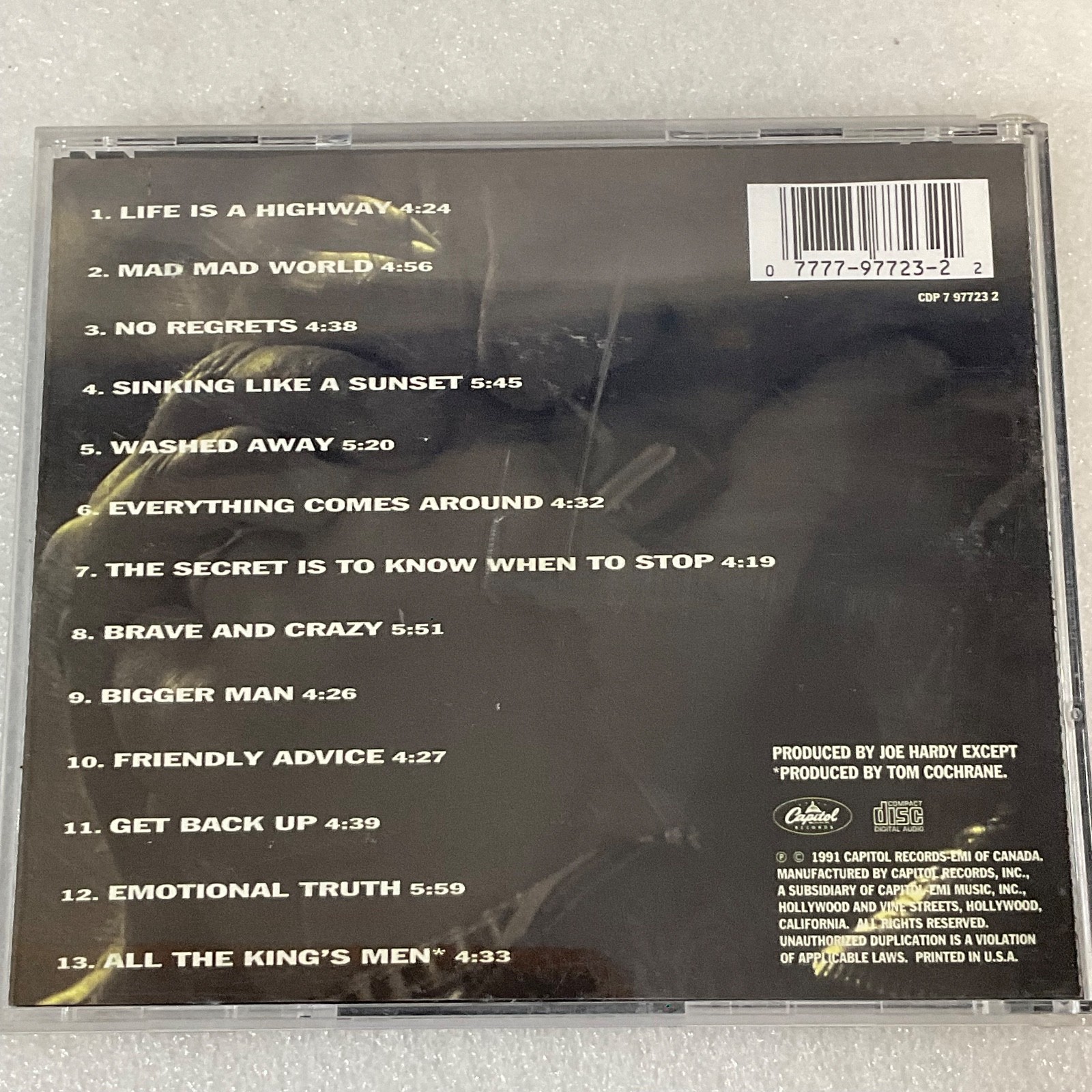 Tom Cochrane Mad Mad World CD 1991 Capitol Records Life Is a Highway - Image 2