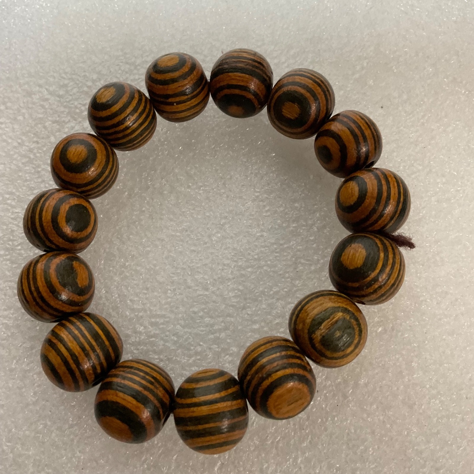 7in Brown Black Wooden Bead Bracelet Handcrafted Boho Tribal Stretch Jewelry - Image 4