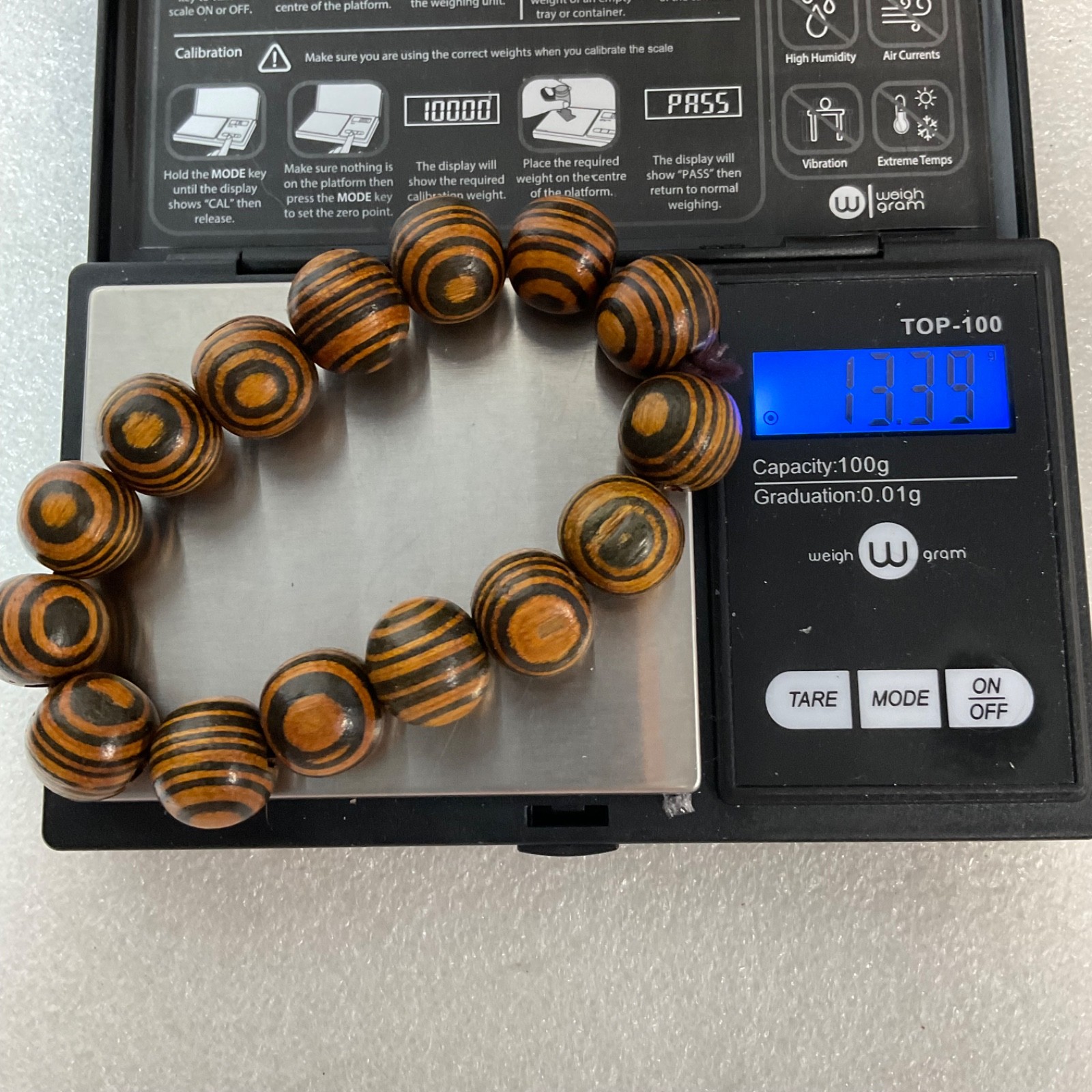 7in Brown Black Wooden Bead Bracelet Handcrafted Boho Tribal Stretch Jewelry - Image 5