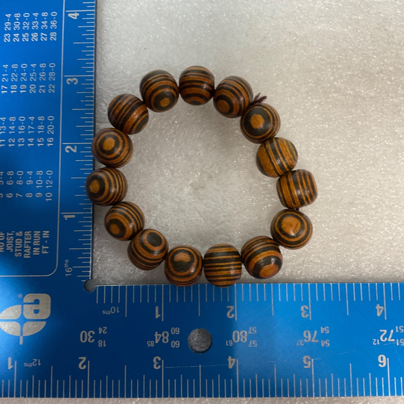 7in Brown Black Wooden Bead Bracelet Handcrafted Boho Tribal Stretch Jewelry - Image 6