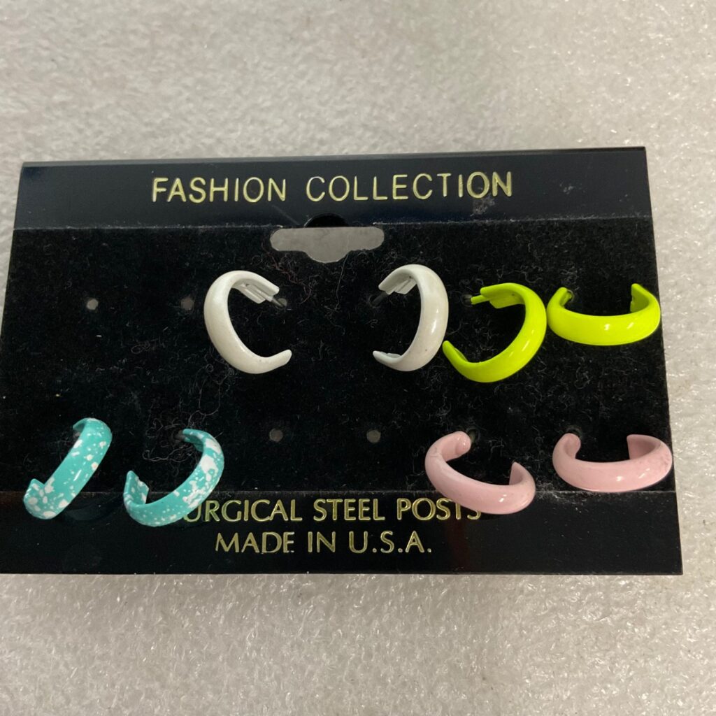 Vintage Fashion Collection Hoop Earring Lot Surgical Steel Posts Made in USA - Image 1