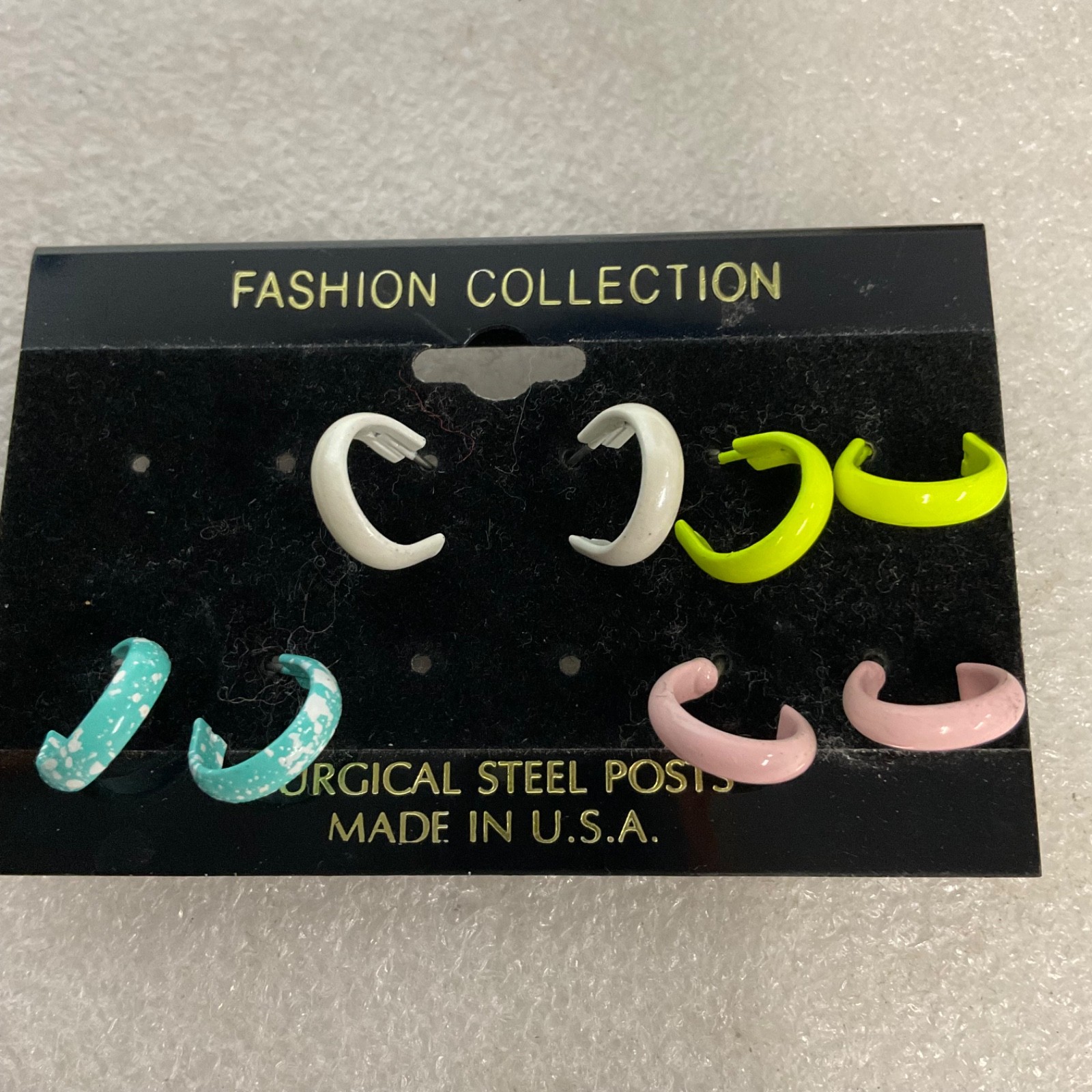 Vintage Fashion Collection Hoop Earring Lot Surgical Steel Posts Made in USA - Image 1