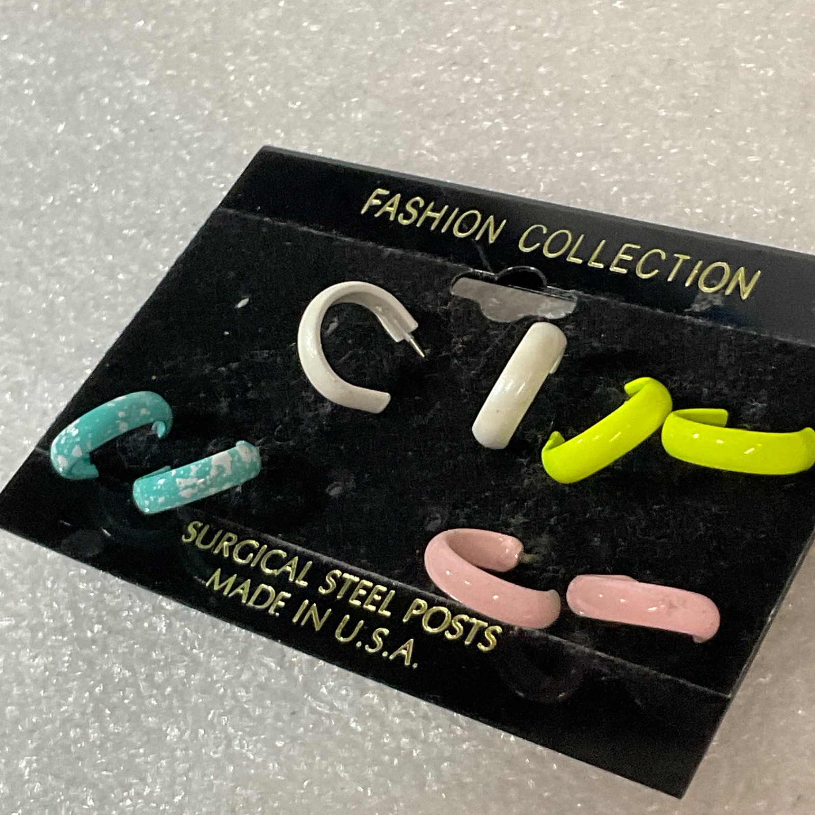Vintage Fashion Collection Hoop Earring Lot Surgical Steel Posts Made in USA - Image 2