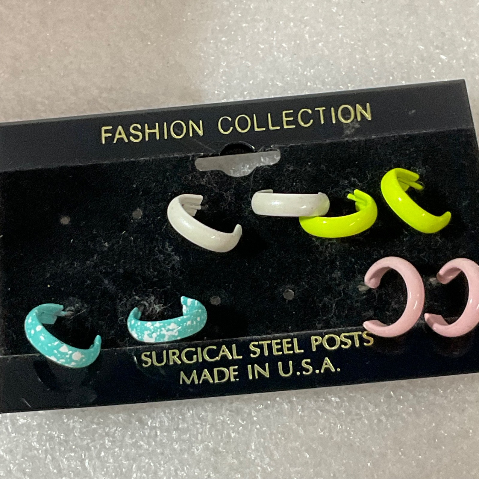 Vintage Fashion Collection Hoop Earring Lot Surgical Steel Posts Made in USA - Image 4