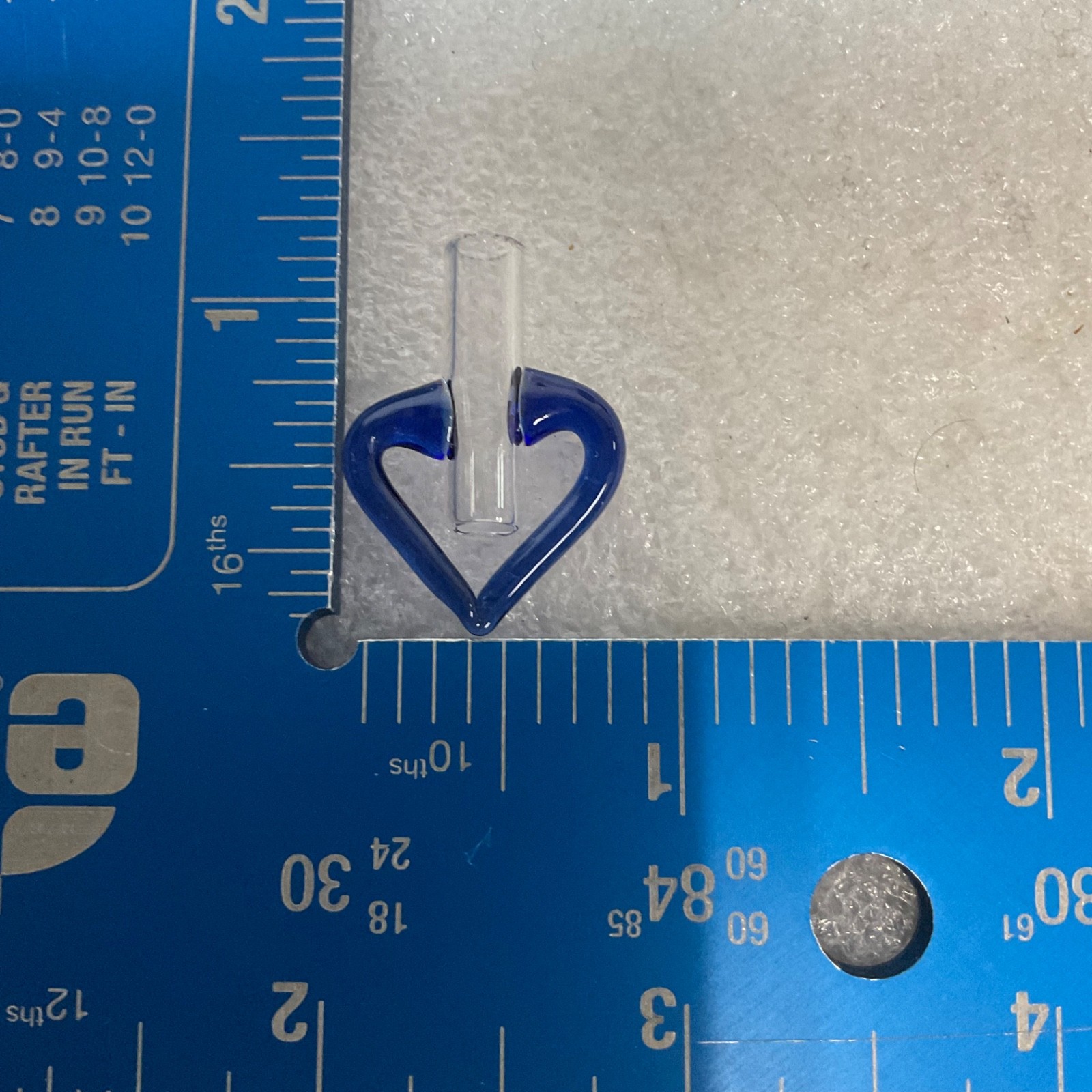 10 Blue Glass Heart Tube Pendants 1.25in Hand Blown Art Jewelry Making Supply - Image 6