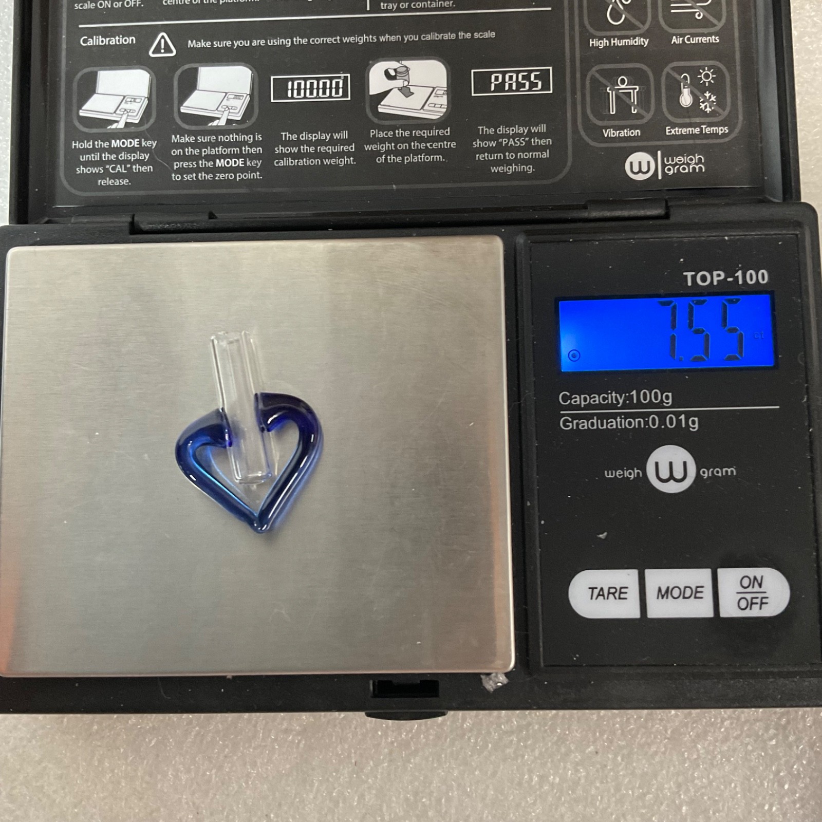 10 Blue Glass Heart Tube Pendants 1.25in Hand Blown Art Jewelry Making Supply - Image 5