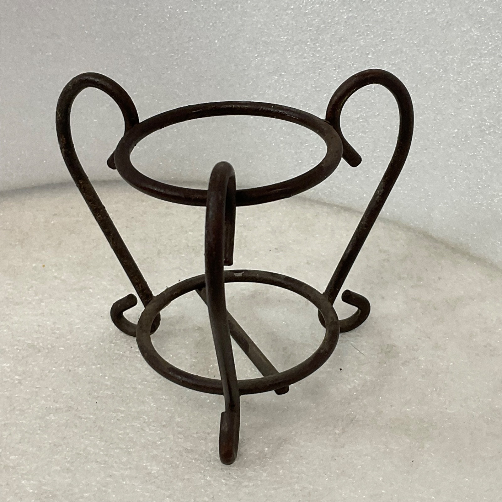 Small Metal Votive Candle Holder Brown Scroll Stand 5in Decor - Image 1