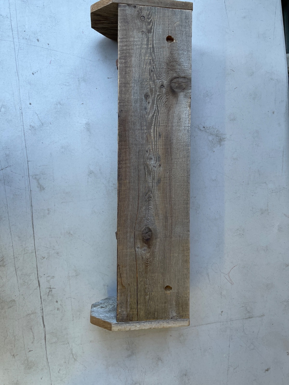 Rustic Western Wall Shelf 23in Reclaimed Wood Horseshoe Hooks Burned Brands - Image 11