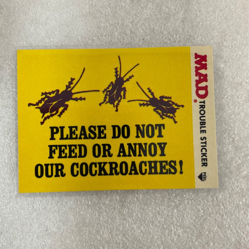 1983 MAD Trouble Stickers Cockroaches EC Publications Sticker Card - Image 1