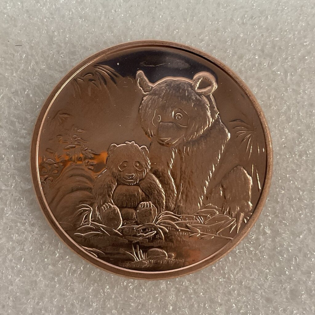Panda Copper .9999 Fine One Ounce Round Coin Gnumismatist - Image 1