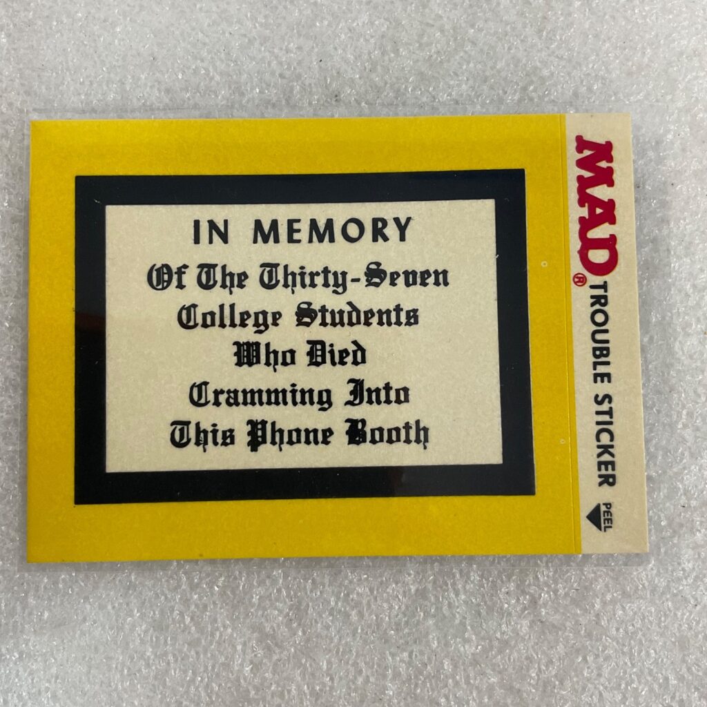1983 MAD Trouble Stickers Phone Booth EC Publications Sticker Card - Image 1
