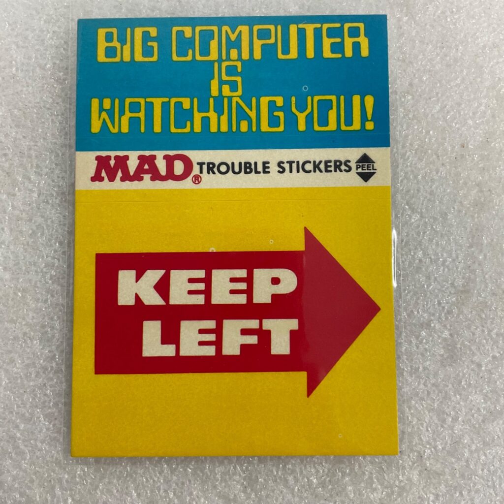 1983 MAD Trouble Stickers Keep Left EC Publications Sticker Card - Image 1