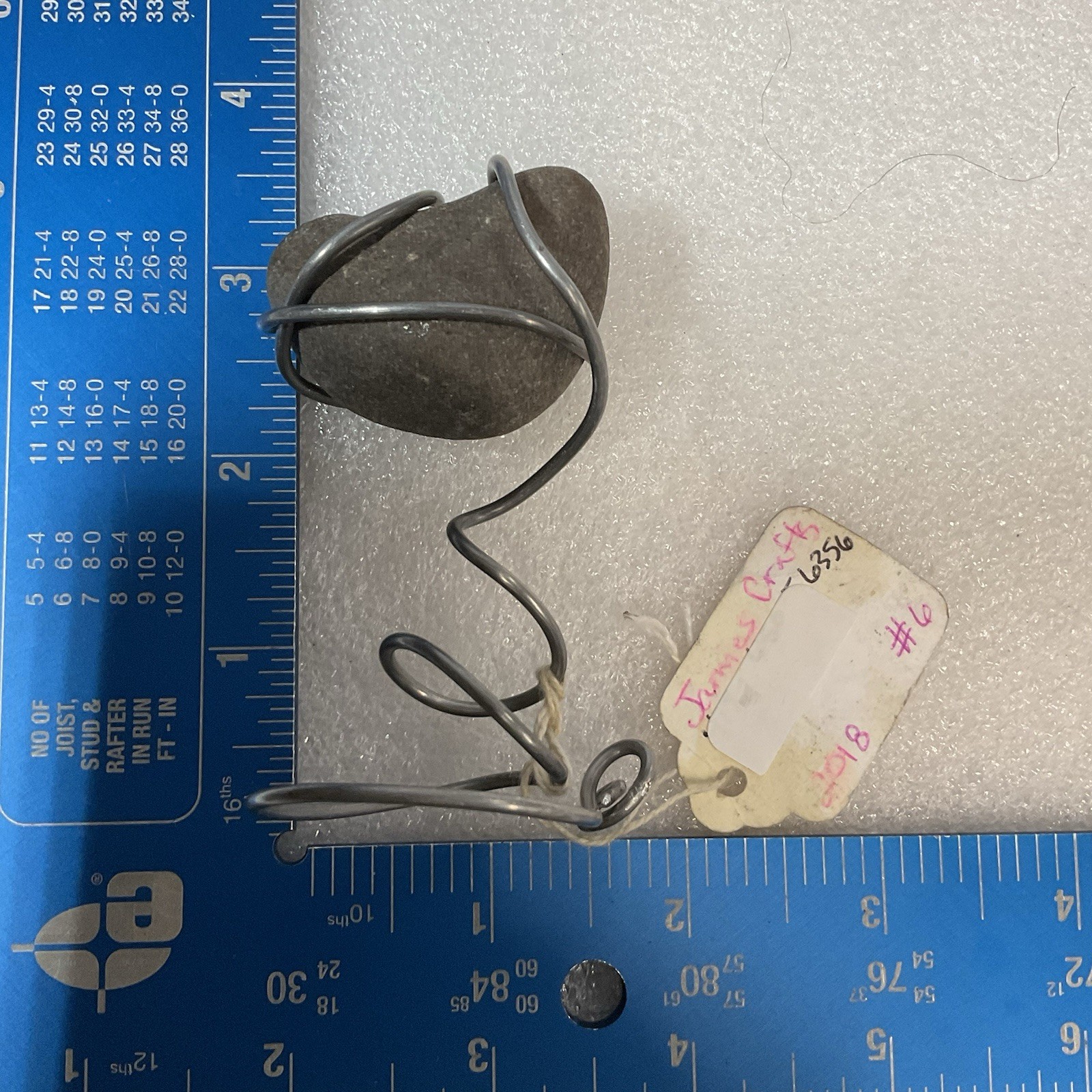 Folk Art Stone Heart Rock In Wire Stand GnuFoundArt - Image 7