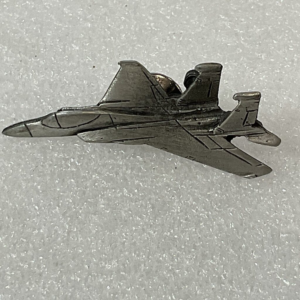 Silver Colored Metal F-15 Fighter Jet Plane Airplane Pin Pinback GnuCollectibles - Image 1