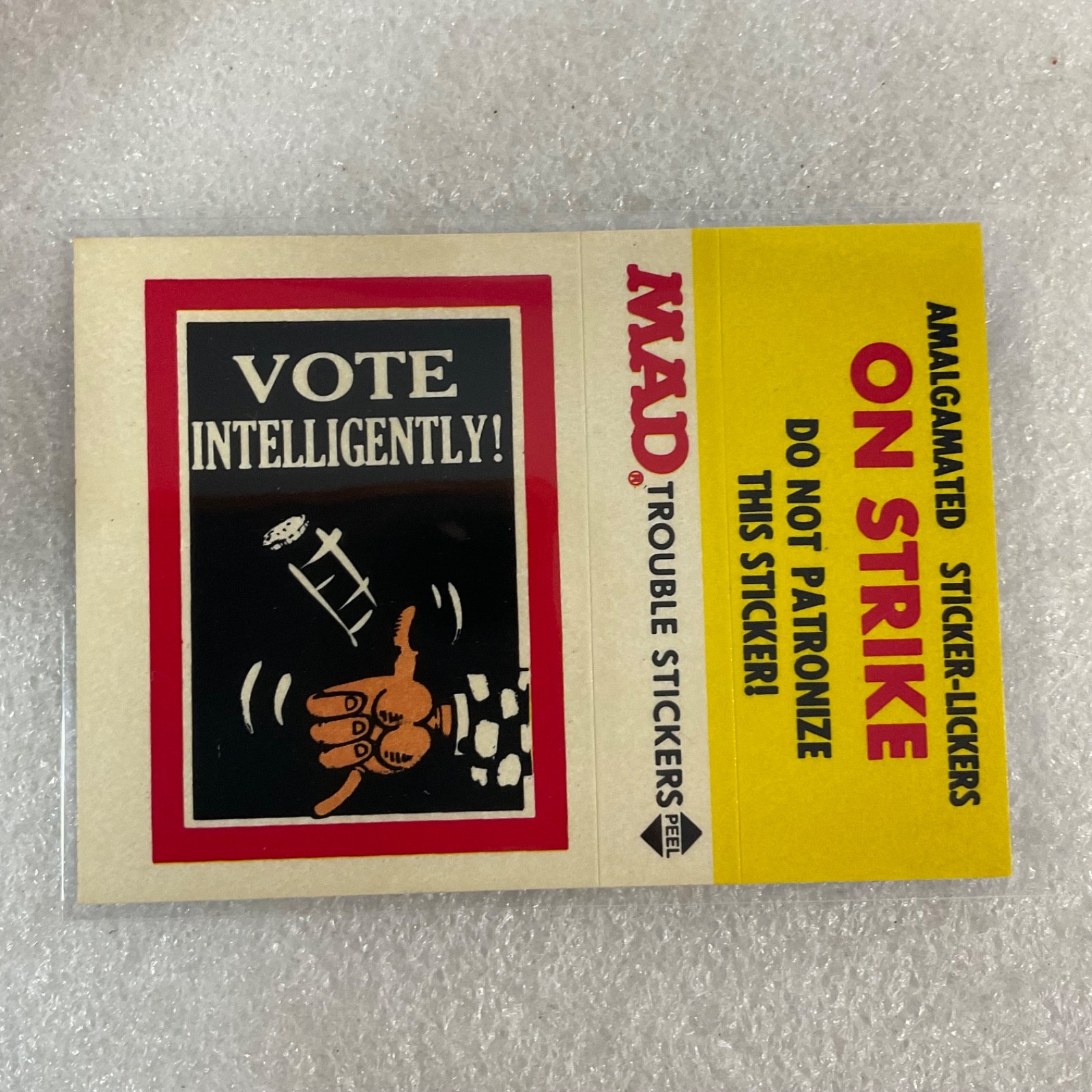 1983 MAD Trouble Stickers Fleer Vote Intelligently Sticker Card - Image 3