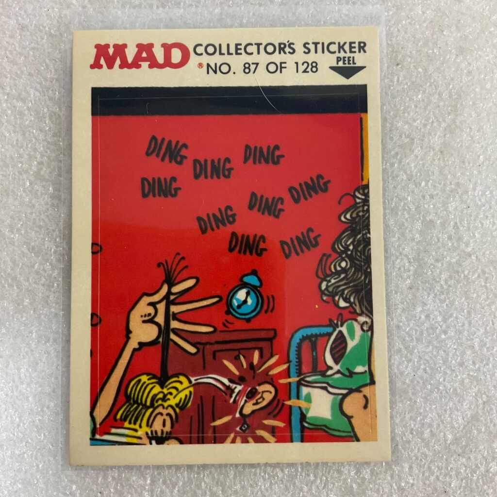 1983 MAD Trouble Stickers No 87 Ding Fleer Sticker Card - Image 1