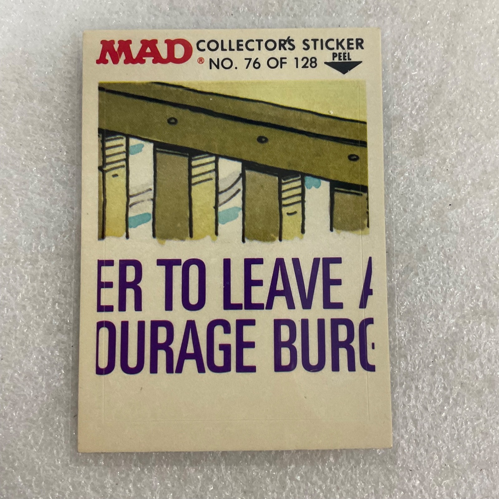 1983 MAD Trouble Stickers Fleer No 76 Sticker Card EC Publications - Image 1