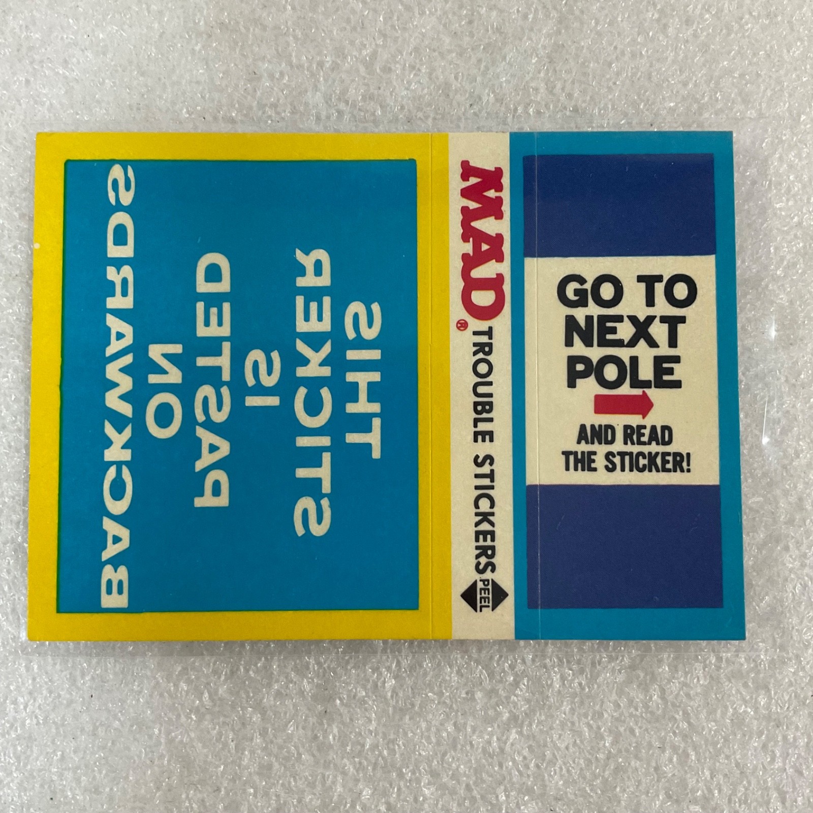 1983 MAD Trouble Stickers Fleer Backwards Sticker Card - Image 2