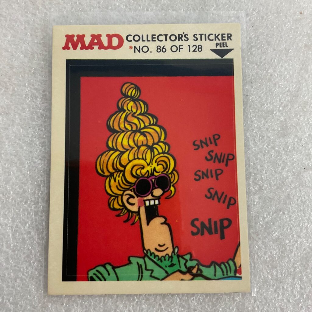 1983 MAD Trouble Stickers Fleer No 86 Snip Hairdresser Barber Sticker Card - Image 1