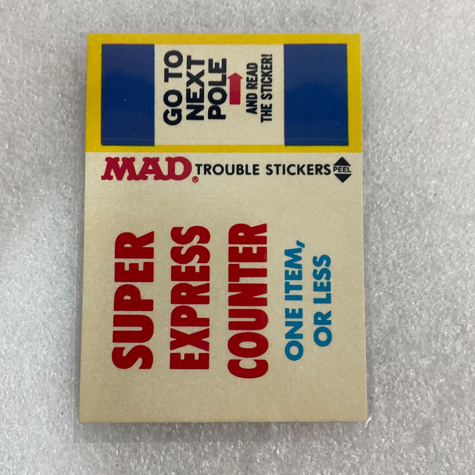 1983 MAD Trouble Stickers Fleer Super Express Counter Sticker Card - Image 2
