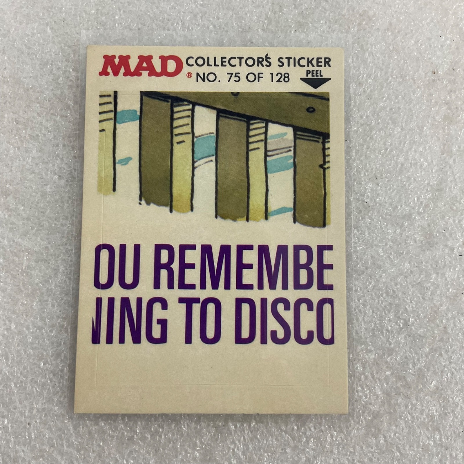 1983 MAD Trouble Stickers Fleer No 75 Disco Sticker Card - Image 1