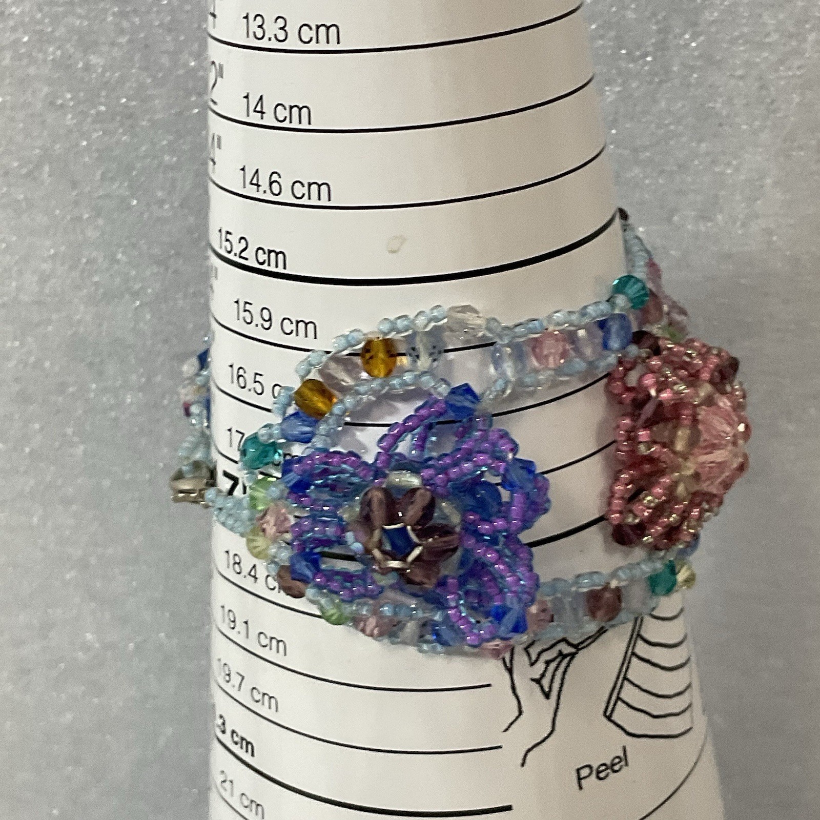 Flower Design Multicolor Bead Wide 6” Bracelet Lobster Claw Close GnuFashion - Image 3