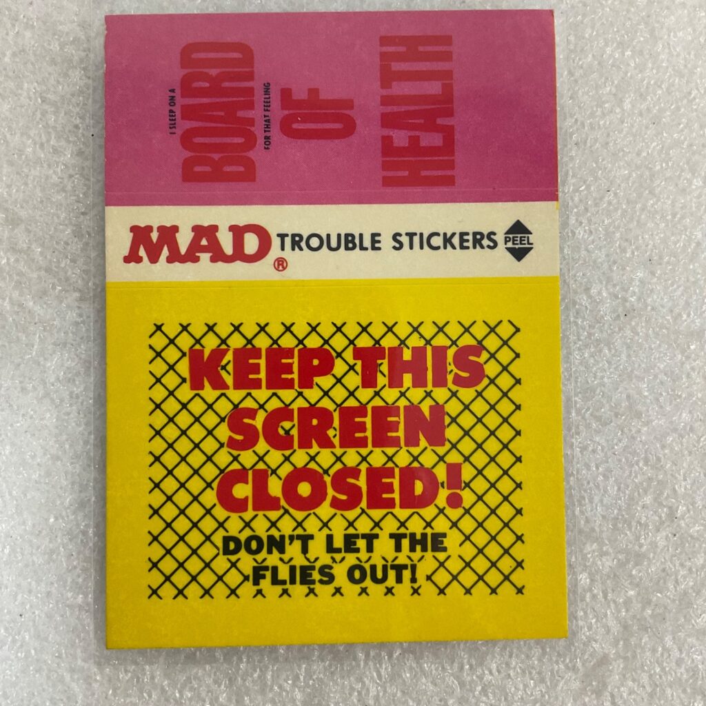 1983 MAD Trouble Stickers Fleer Keep This Screen Closed Sticker Card - Image 1