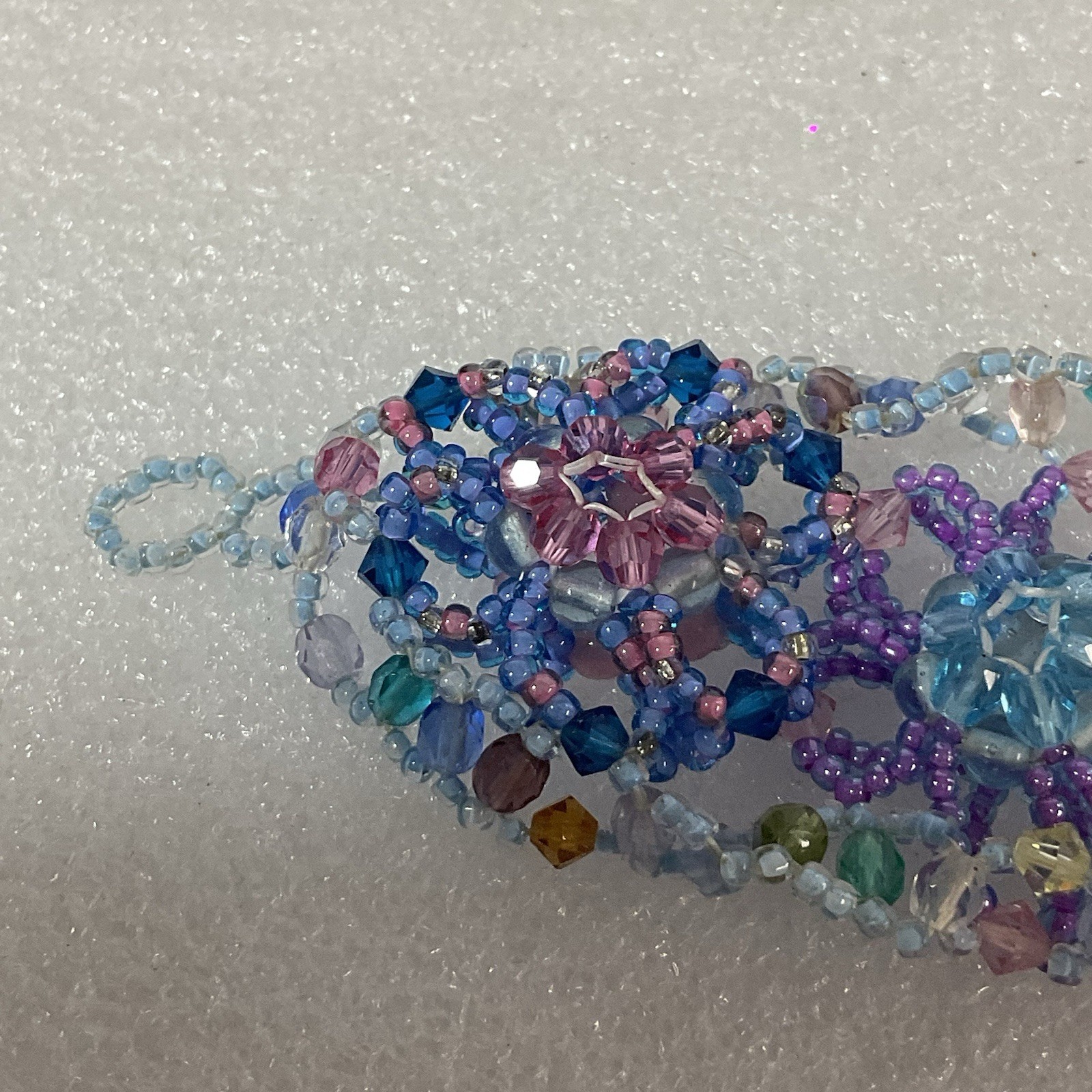 Flower Design Multicolor Bead Wide 6” Bracelet Lobster Claw Close GnuFashion - Image 11