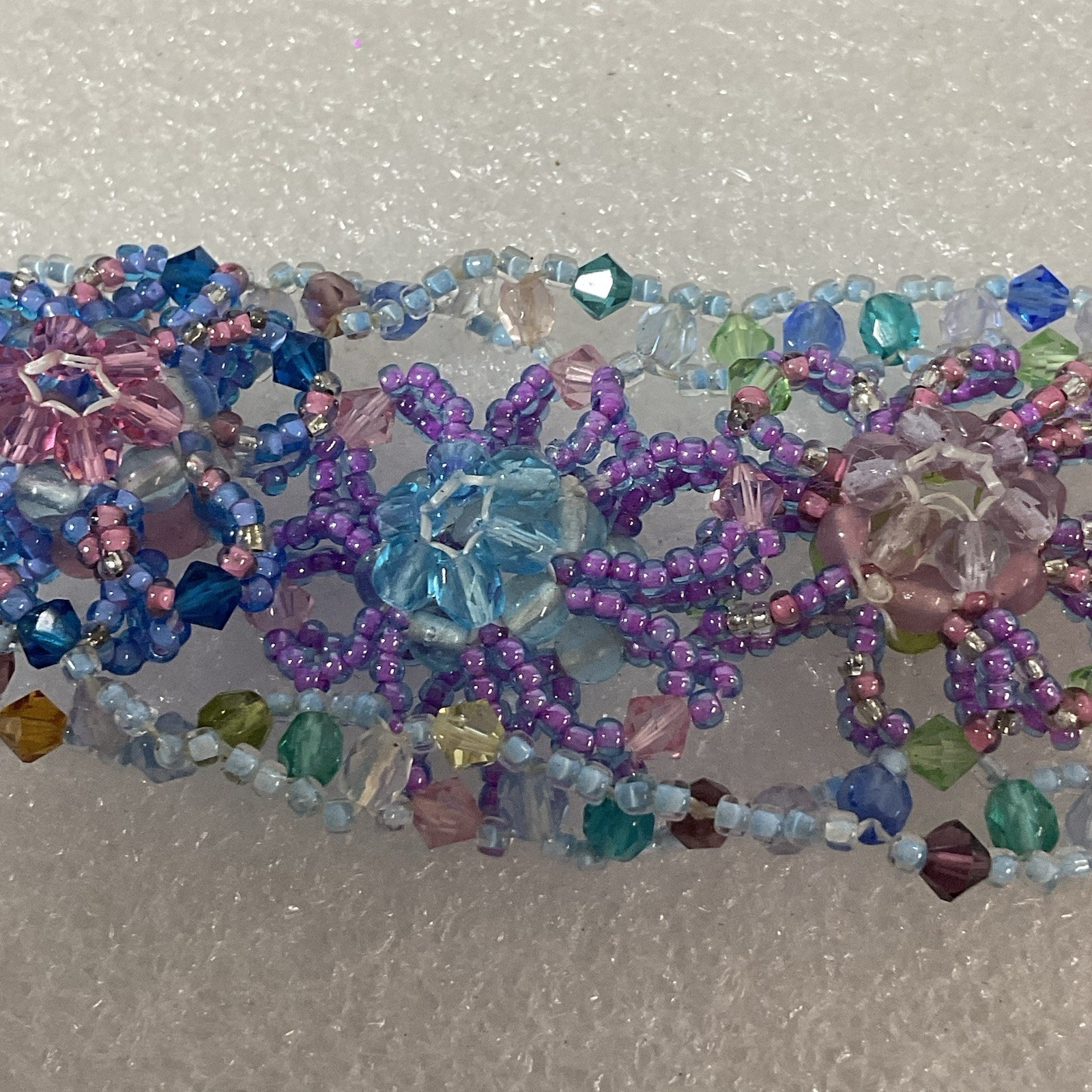 Flower Design Multicolor Bead Wide 6” Bracelet Lobster Claw Close GnuFashion - Image 12