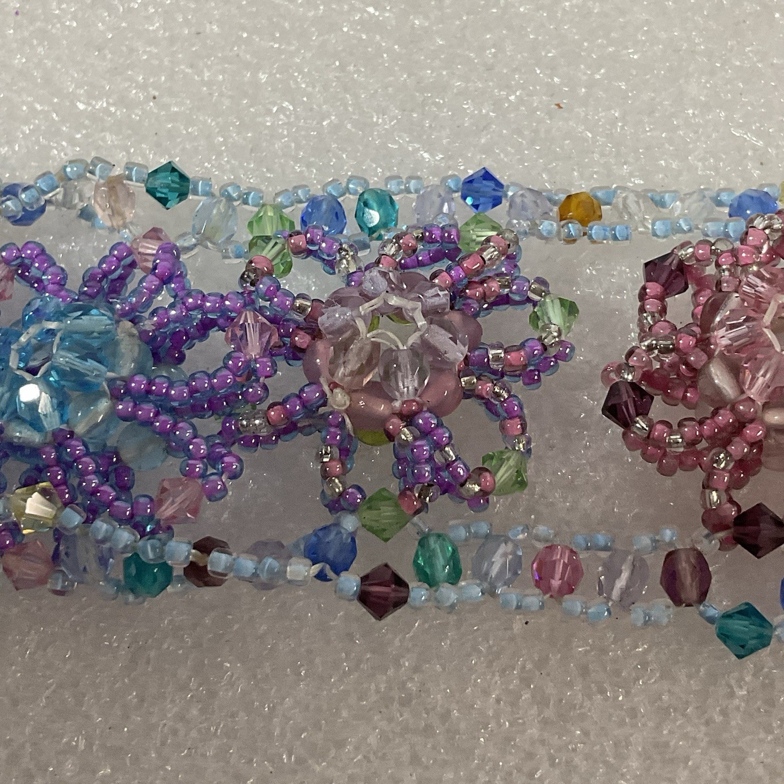 Flower Design Multicolor Bead Wide 6” Bracelet Lobster Claw Close GnuFashion - Image 13