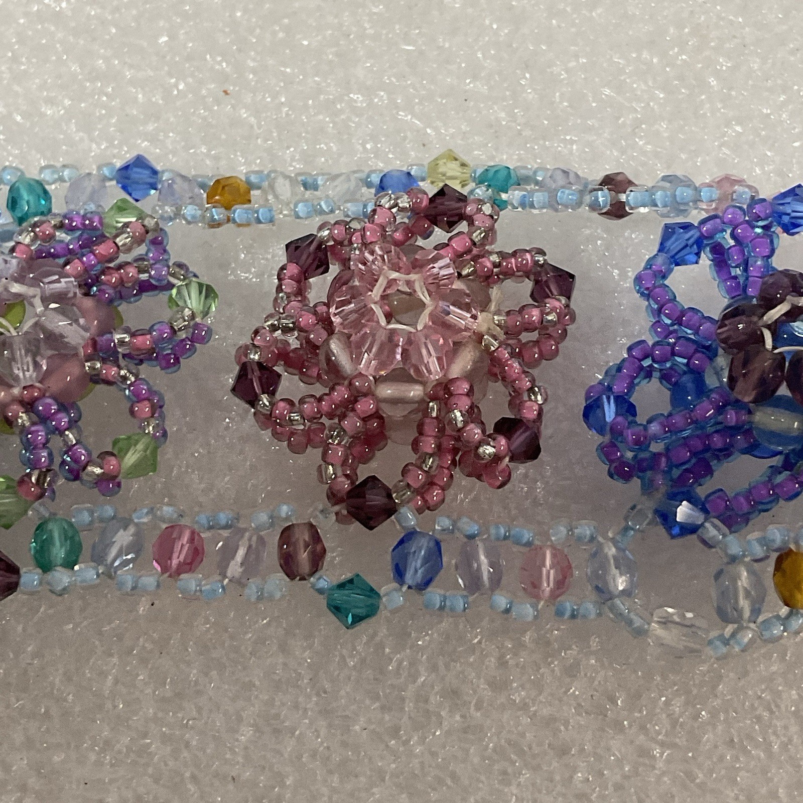 Flower Design Multicolor Bead Wide 6” Bracelet Lobster Claw Close GnuFashion - Image 14