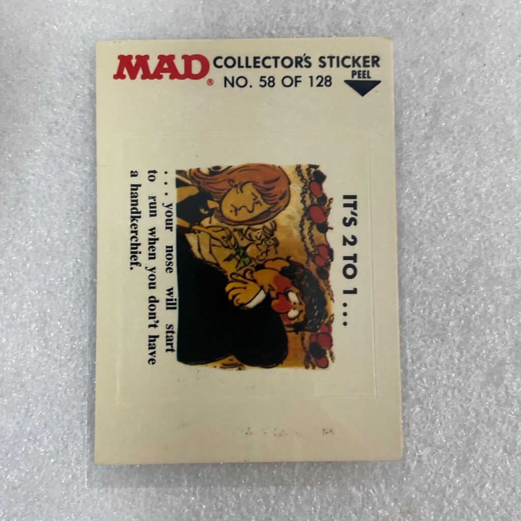 1983 MAD Trouble Stickers No 58 Its 2 To 1 Fleer Sticker Card - Image 1