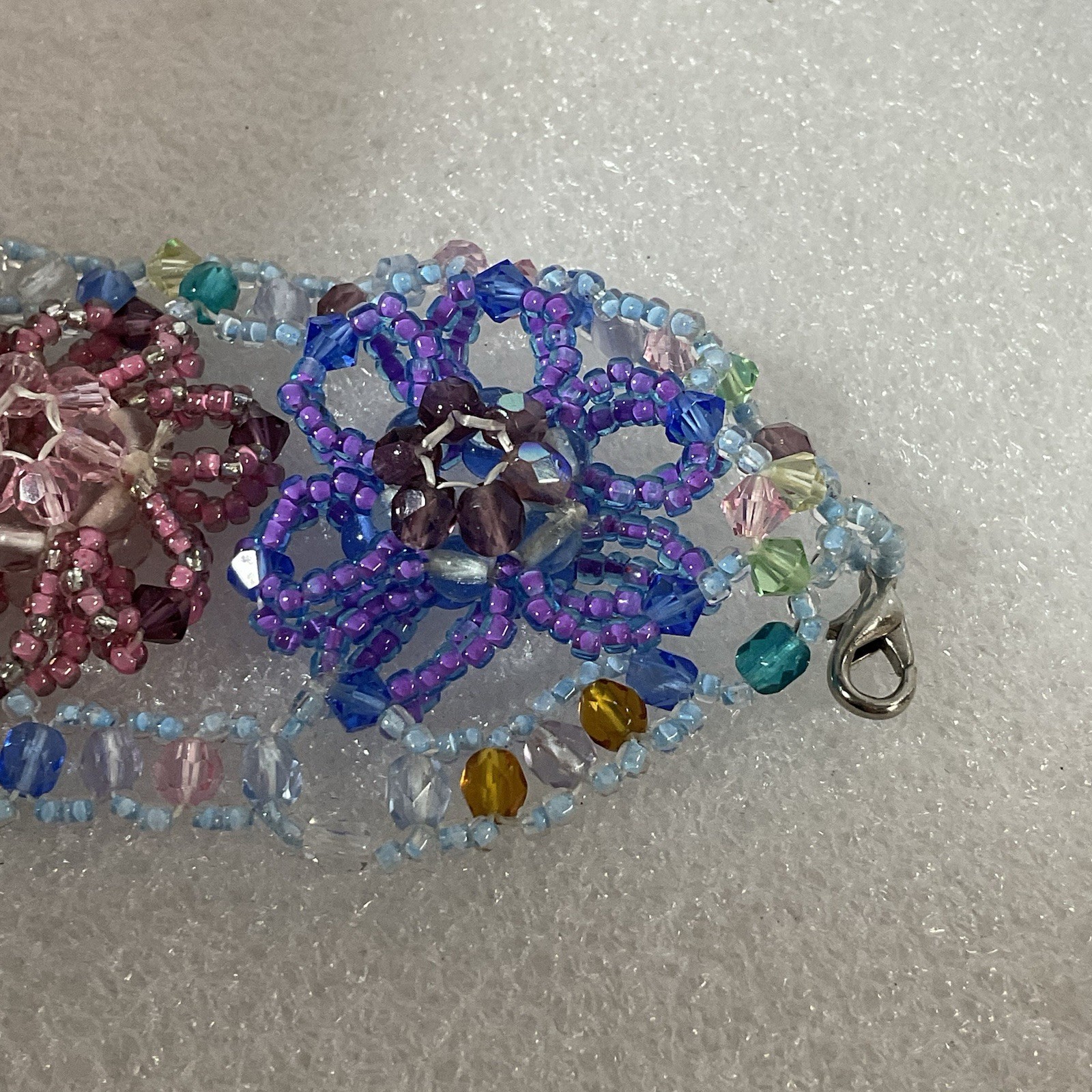 Flower Design Multicolor Bead Wide 6” Bracelet Lobster Claw Close GnuFashion - Image 15