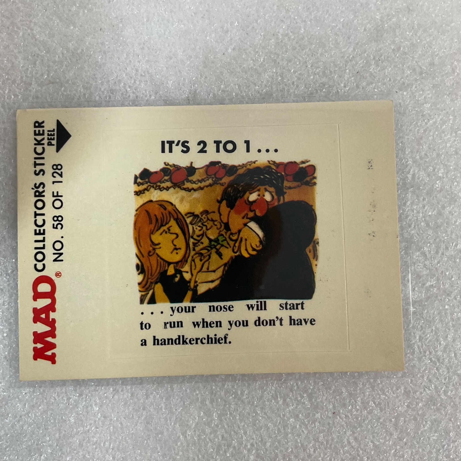1983 MAD Trouble Stickers No 58 Its 2 To 1 Fleer Sticker Card - Image 3