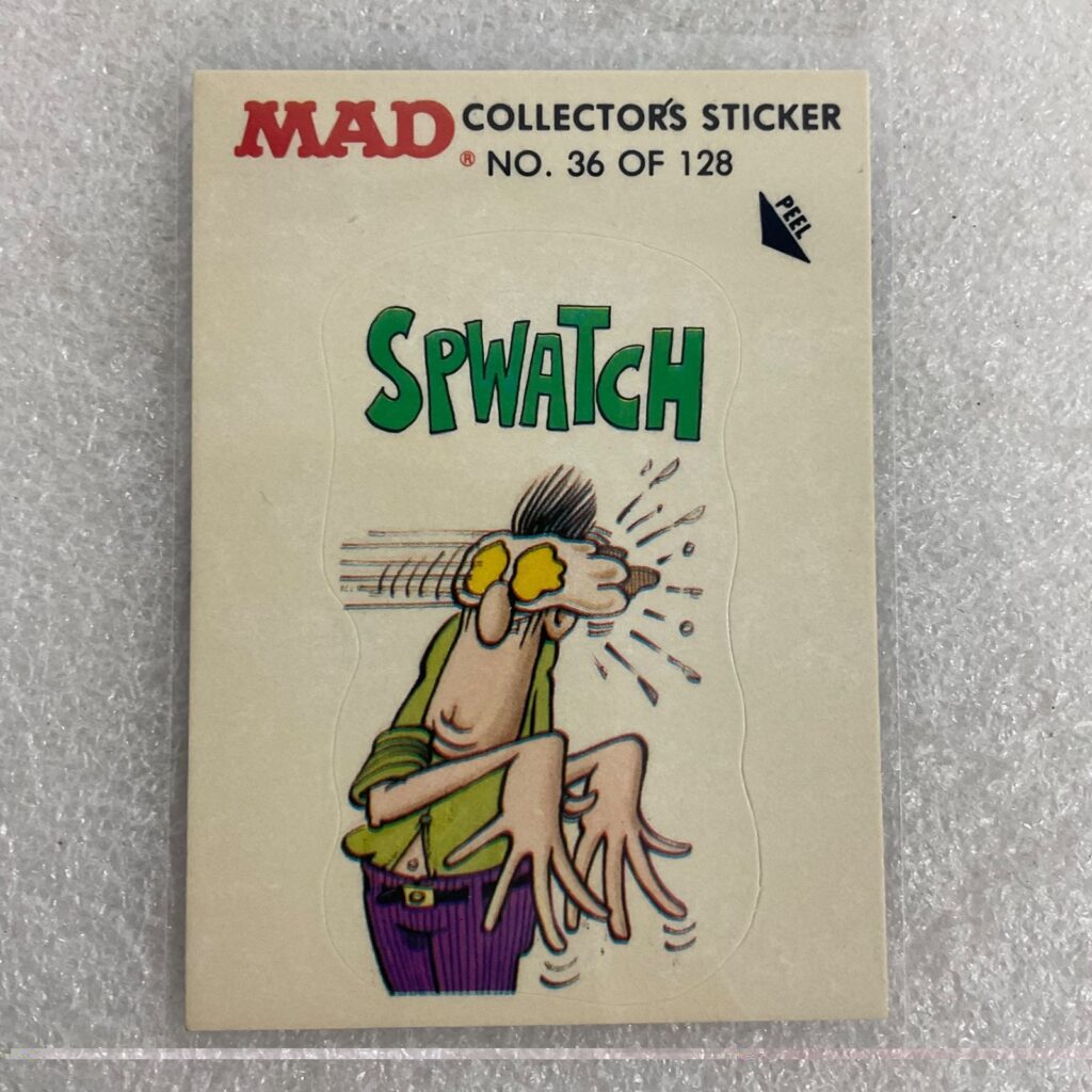 1983 MAD Trouble Stickers #36 Spwatch Fleer Sticker Card - Image 1