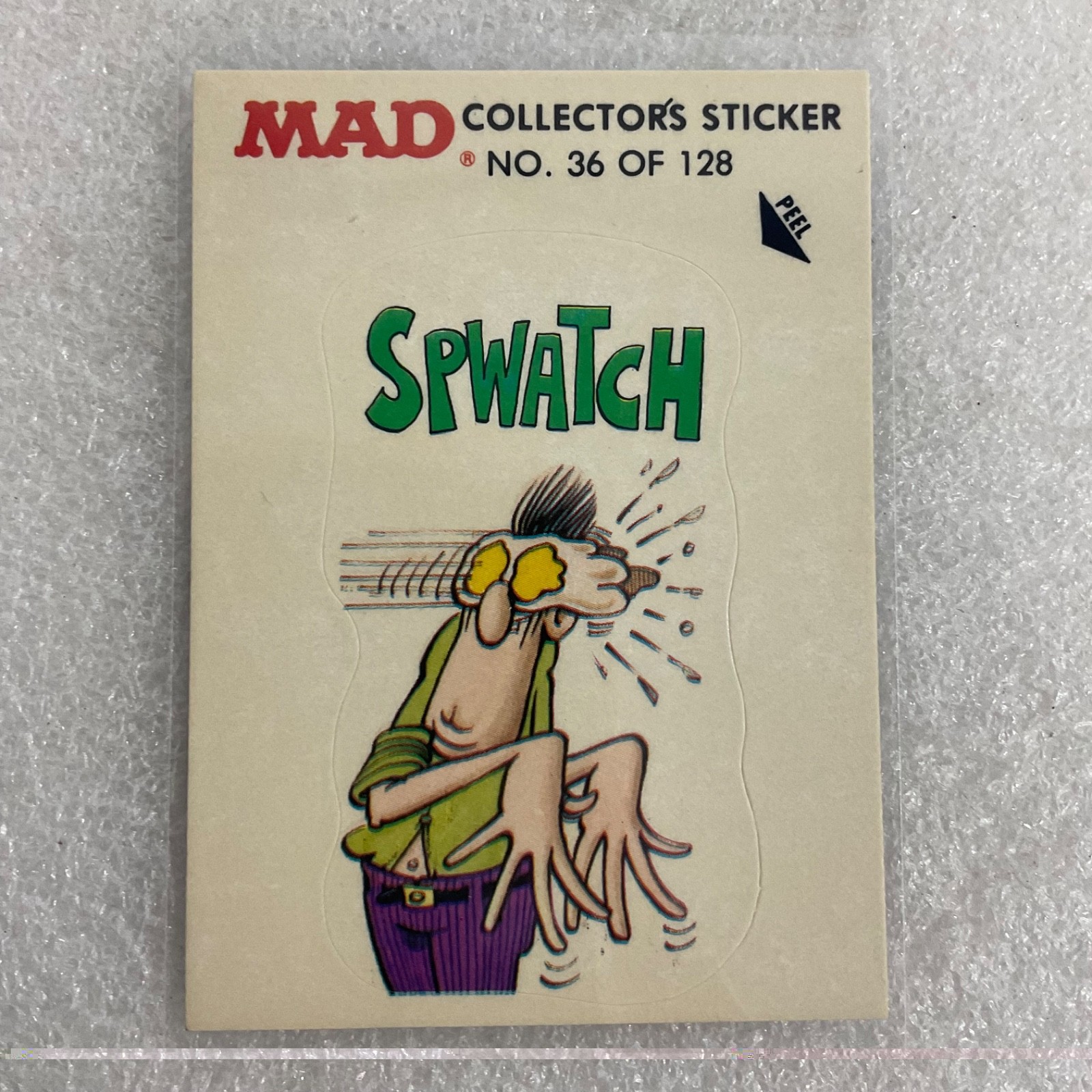 1983 MAD Trouble Stickers #36 Spwatch Fleer Sticker Card - Image 1