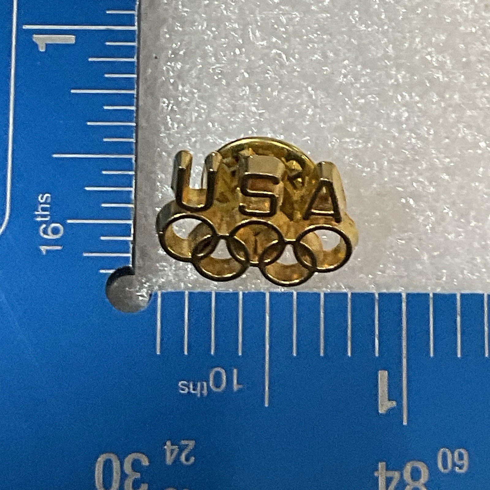 USA Gold Toned Olympic Rings Pin Pinback GnuCollectibles - Image 3
