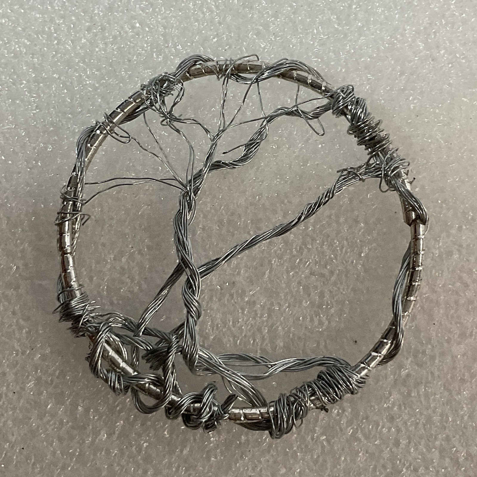 Folk Art Wire Tree In 2” Metal Hoop GnuFoundArt - Image 2