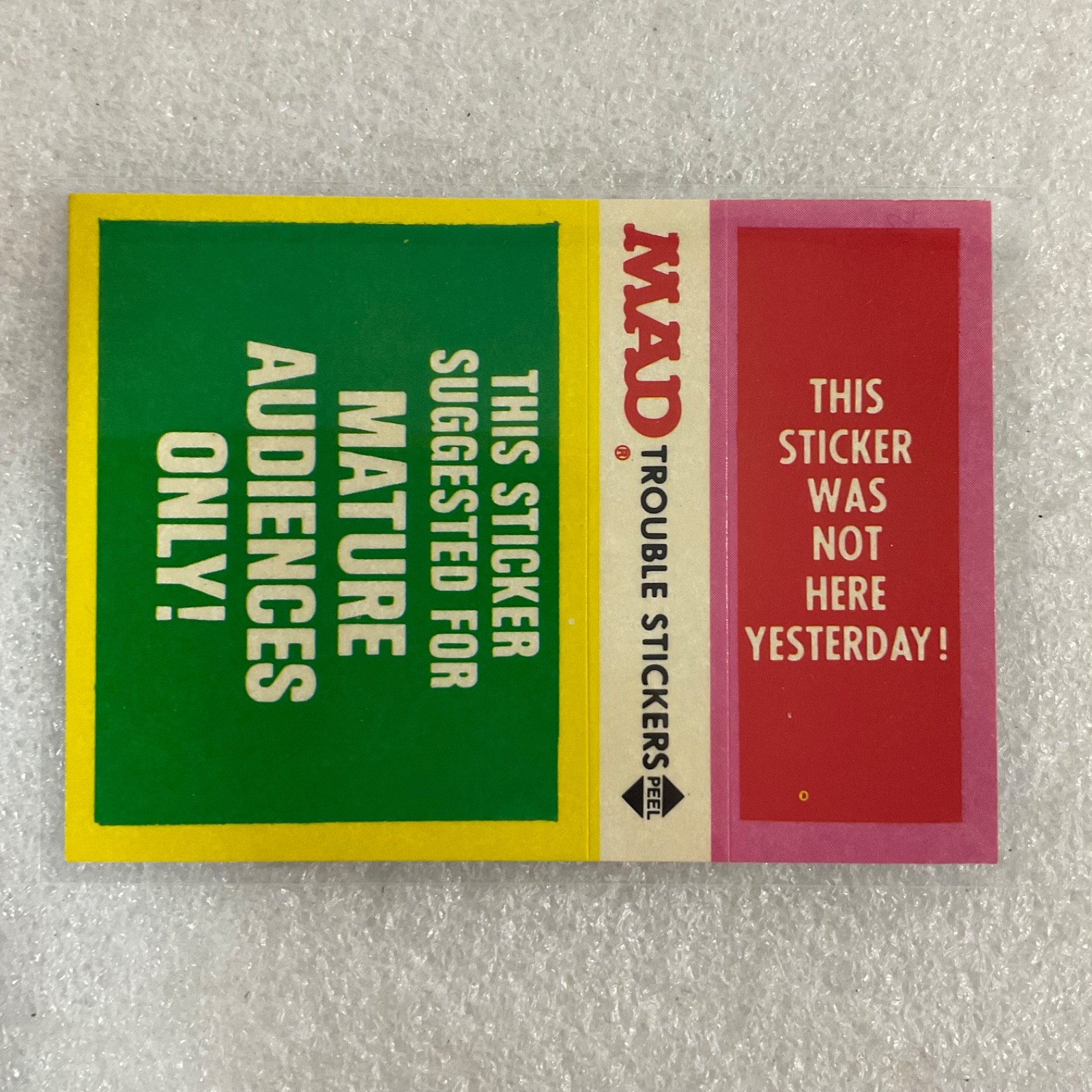 1983 MAD Trouble Stickers Fleer Mature Audiences Sticker Card - Image 2