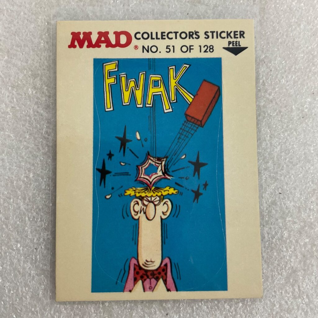 1983 MAD Trouble Stickers Fleer No 51 Fwak Sticker Card - Image 1