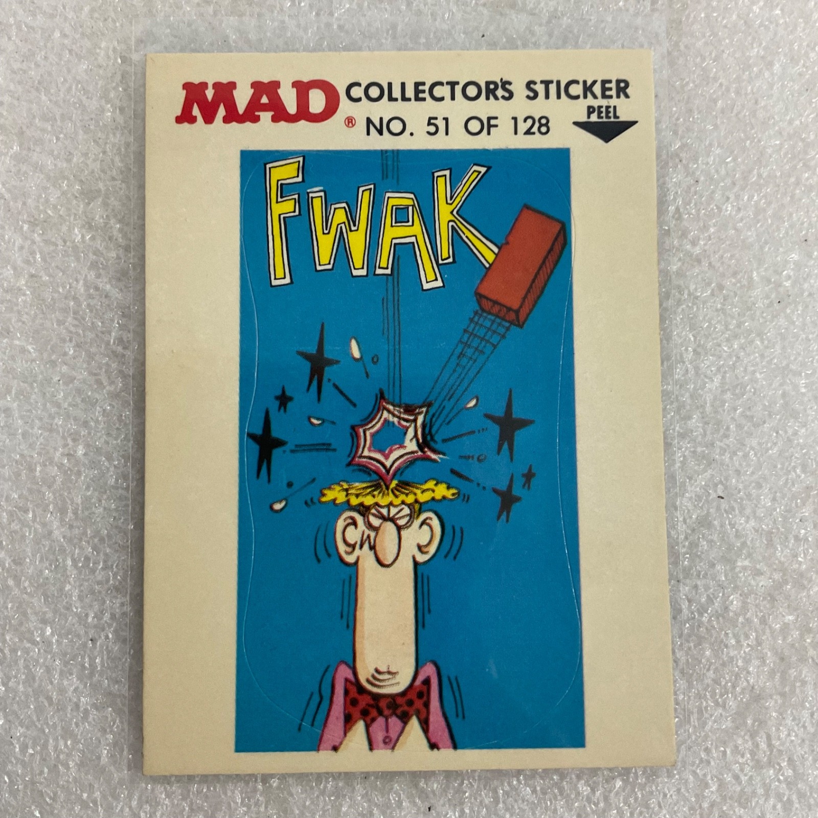 1983 MAD Trouble Stickers Fleer No 51 Fwak Sticker Card - Image 1