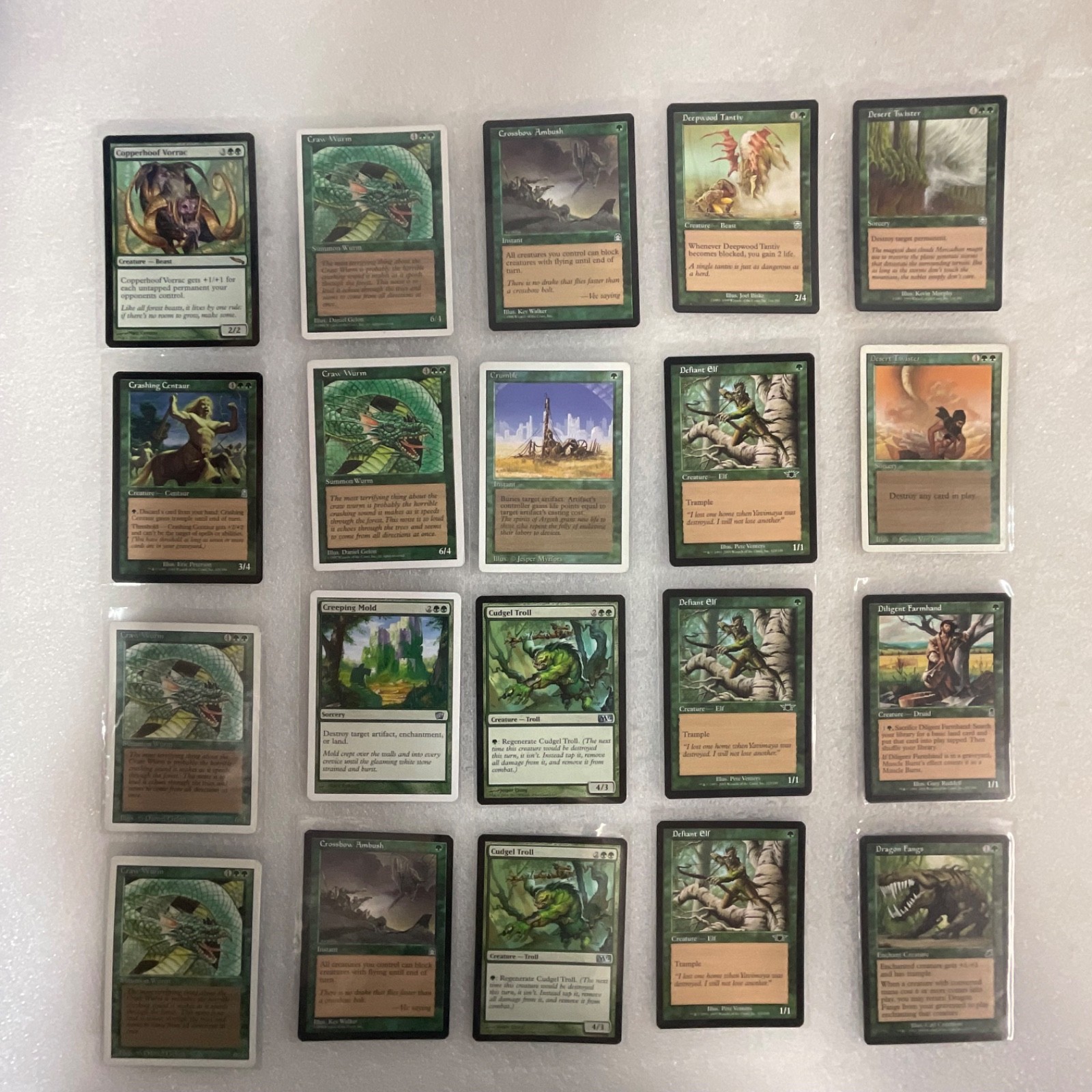 MTG Magic the Gathering 20 Card Green Lot Craw Wurm Defiant Elf Mixed Sets - Image 1