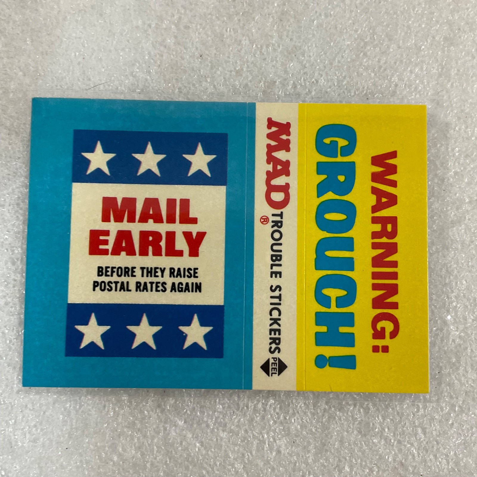 1983 MAD Trouble Stickers Fleer Warning Grouch Mail Early Sticker Card - Image 2