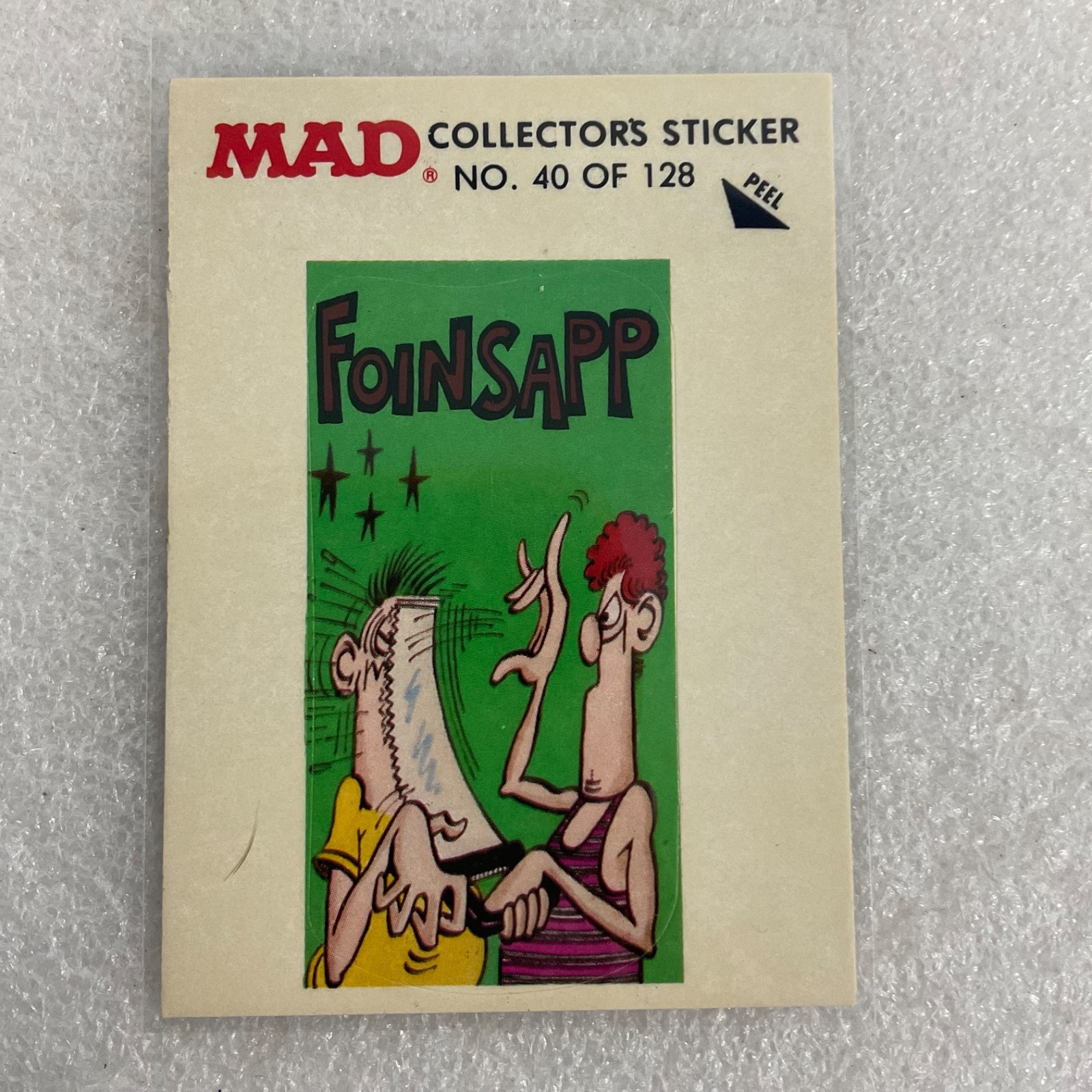 1983 MAD Trouble Stickers Fleer No 40 Foinsapp Sticker Card - Image 1