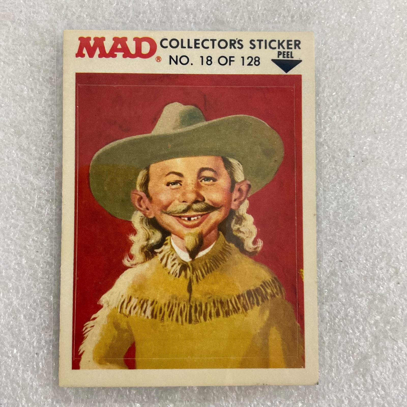 1983 MAD Trouble Stickers Fleer No 18 Alfred E Neuman Sticker Card - Image 1